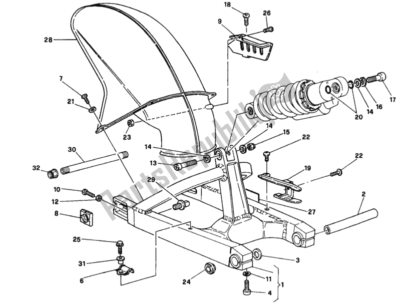 Todas as partes de Braço Oscilante Dm 001365-006006 do Ducati Supersport 750 SS 1995